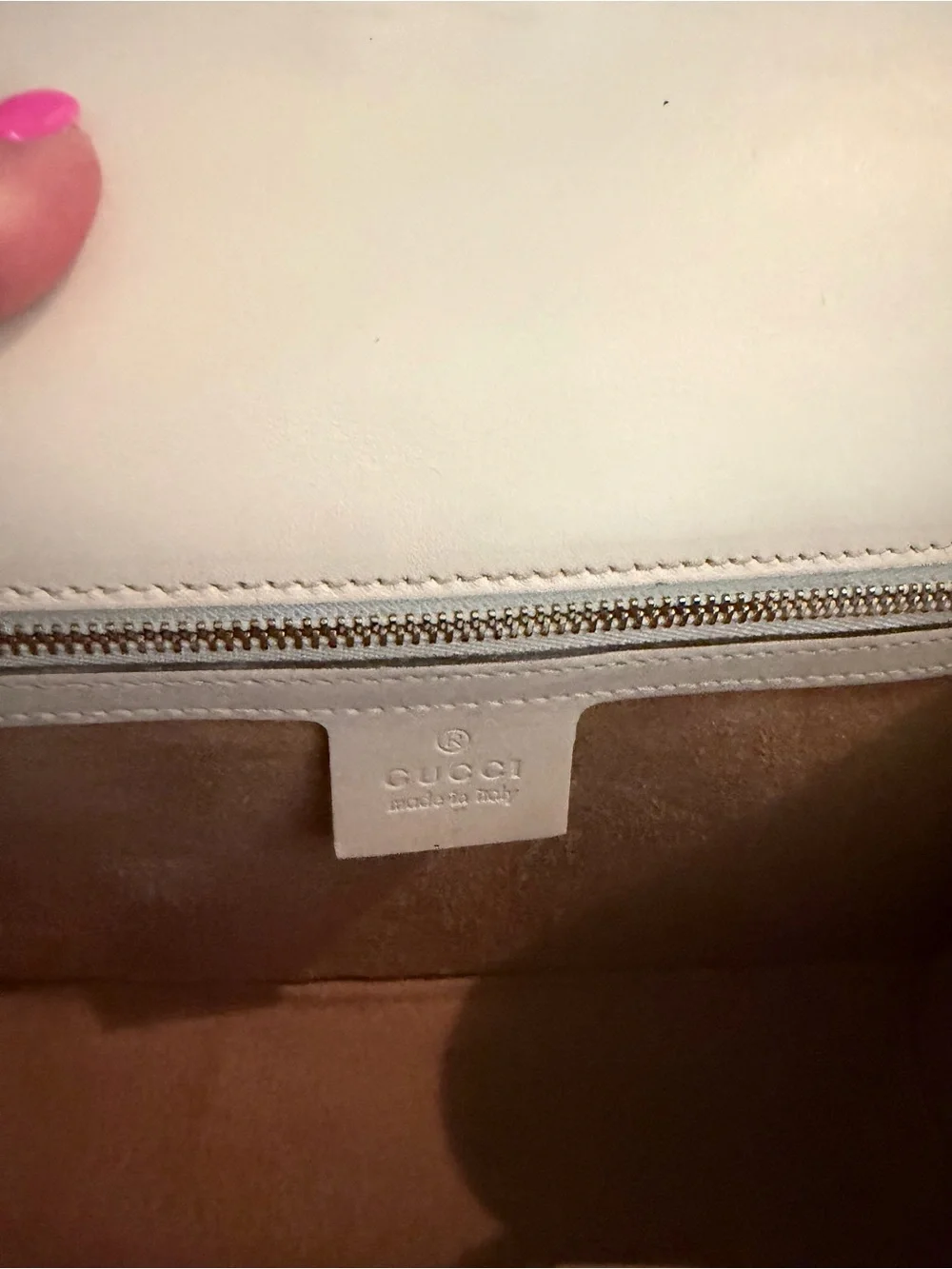 Gucci Small Sylvie Leather Shoulder Bag Off White Calfskin with Web Ribbon